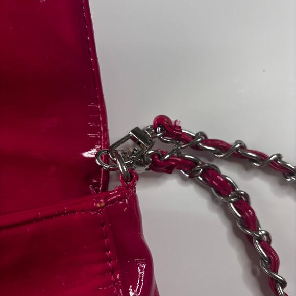Big Buddha Hot Pink Patent Leather Quilted Purse Short & Long Chain AS IS - Picture 4 of 15